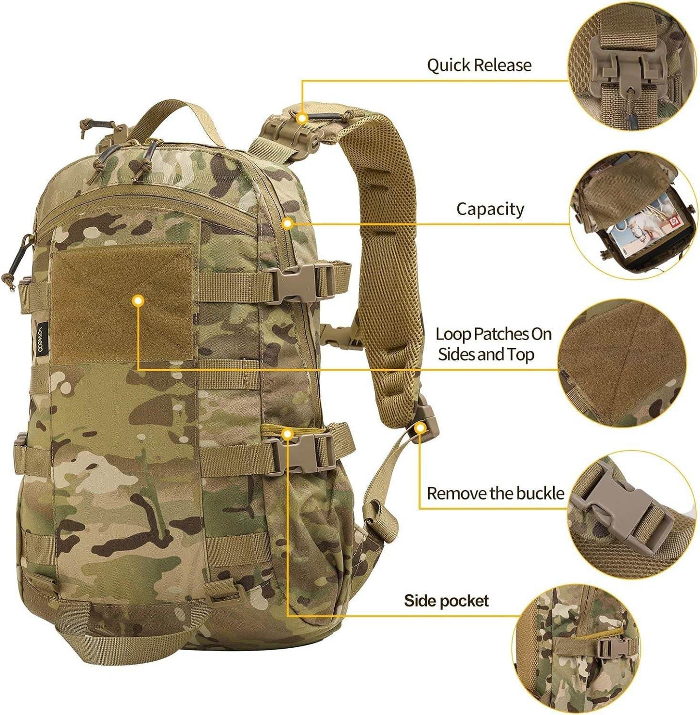 Tactical Backpack Men Military Assault Pack Outdoor Hiking Rucksack - Commerce Monkeys