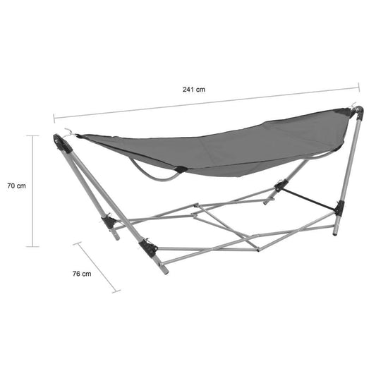 vidaXL Hammock with Foldable Stand Grey - Commerce Monkeys