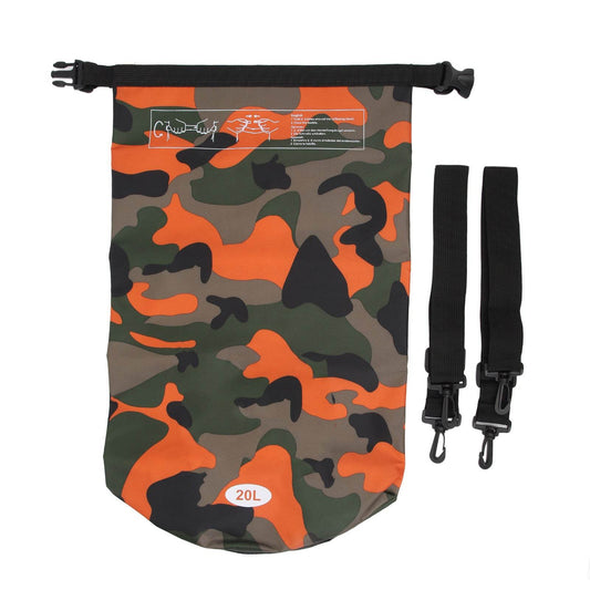 Waterproof Dry Bag 20L Camouflage Antiwear PVC Light Shoulder Strap Dry Storage Bag for Beach Camping Hiking - Commerce Monkeys