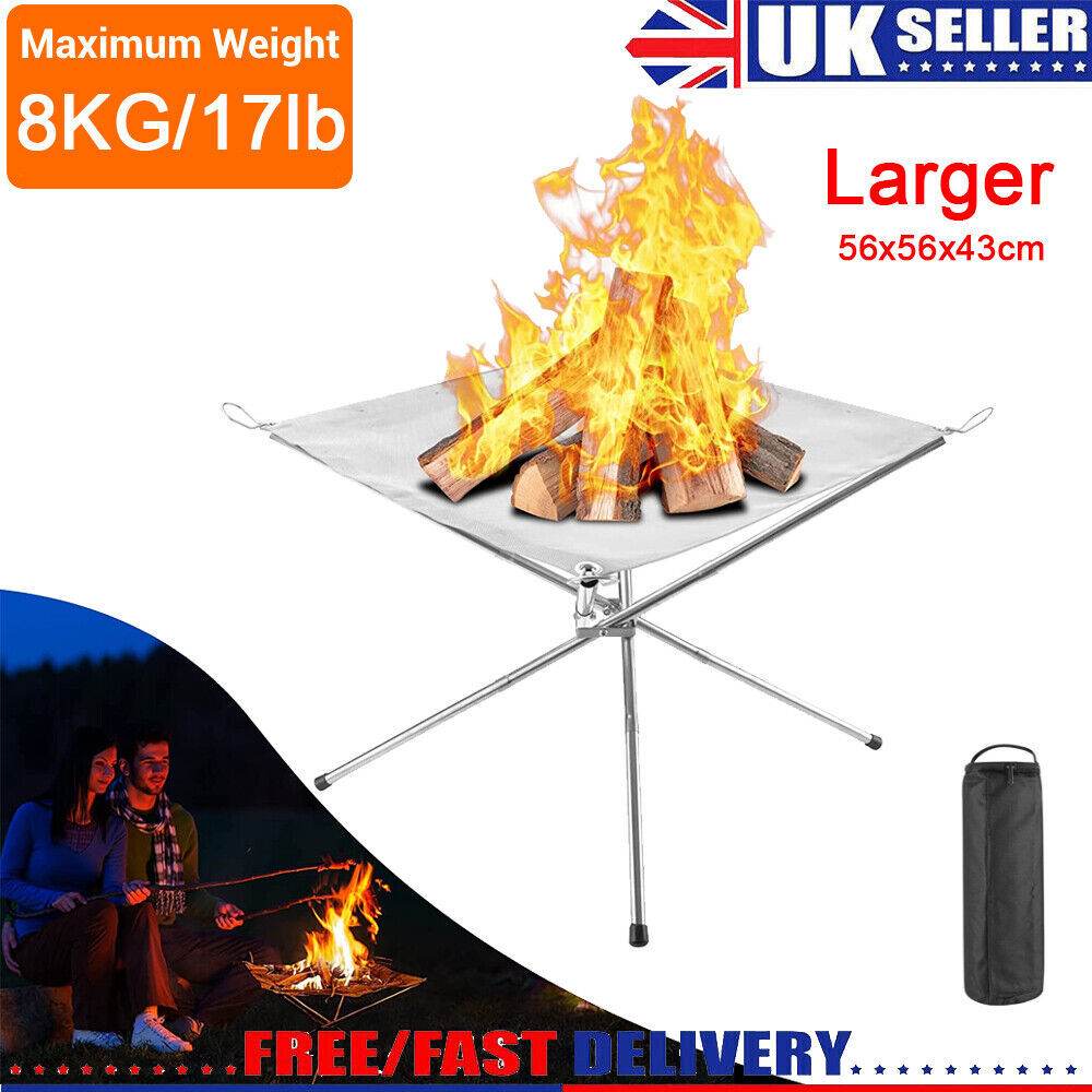 Folding Portable Fire Pit Mesh Fire Pit Bonfire Stand Outdoor Camping Patio UK - Commerce Monkeys